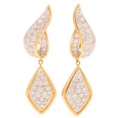 A PAIR OF DIAMOND PAVE DANGLE