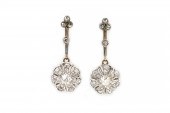 A PAIR OF DIAMOND PENDANT CLUS