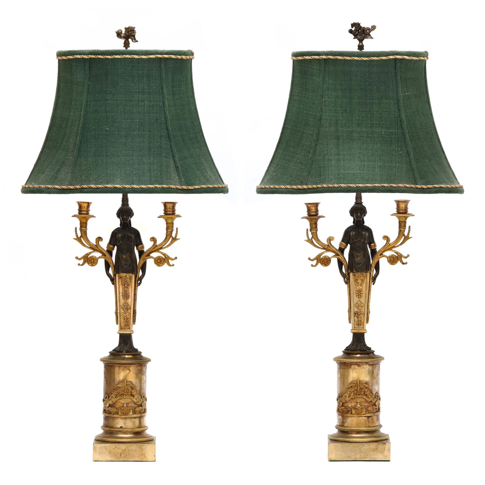 A PAIR OF DIRECTOIRE BRONZE FIGURAL