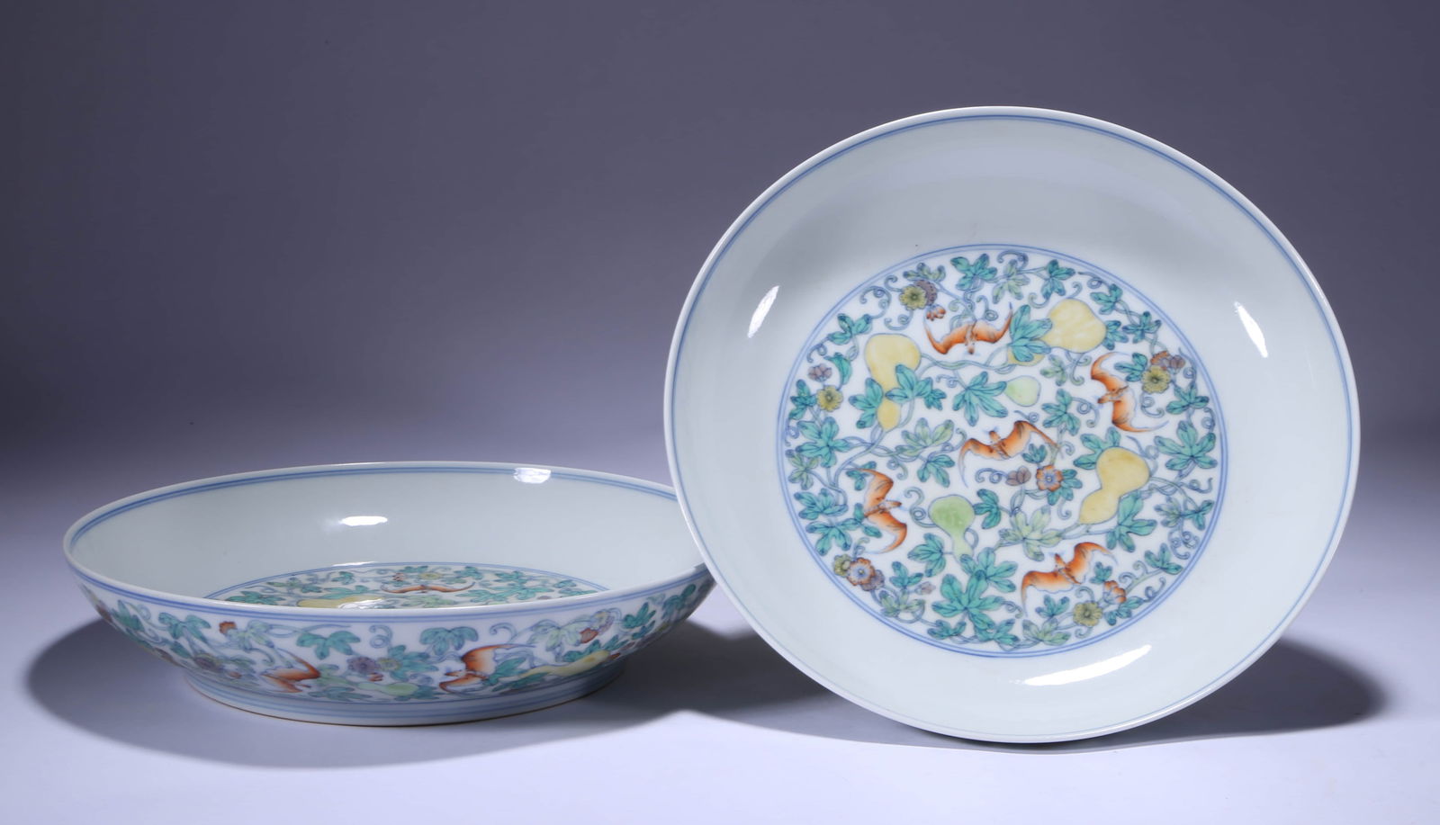 A PAIR OF DOUCAI 'FU AND SHOU'