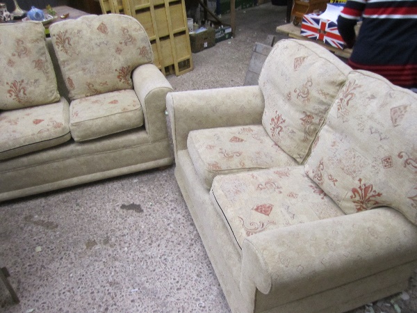 A pair of Draylon Beige Patterned