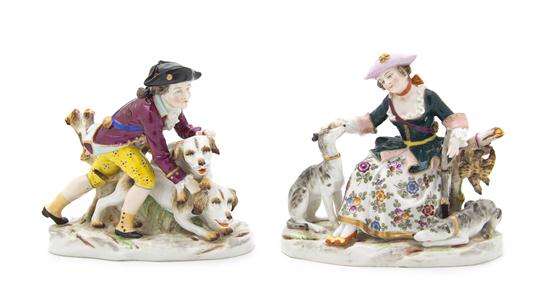 A Pair of Dresden Porcelain Figural