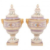 A Pair of Dresden Porcelain Ur