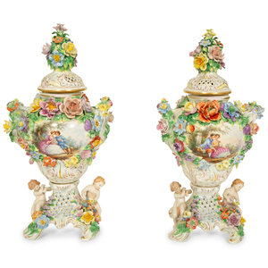 A Pair of Dresden Porcelain