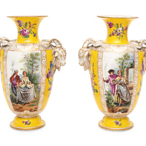 A Pair of Dresden Porcelain Vases