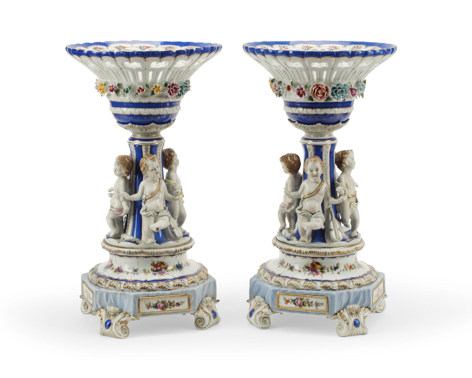 A PAIR OF DRESDEN-STYLE POLYCHROMED