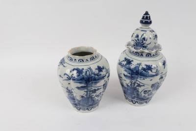 A pair of Dutch Delft jars, one