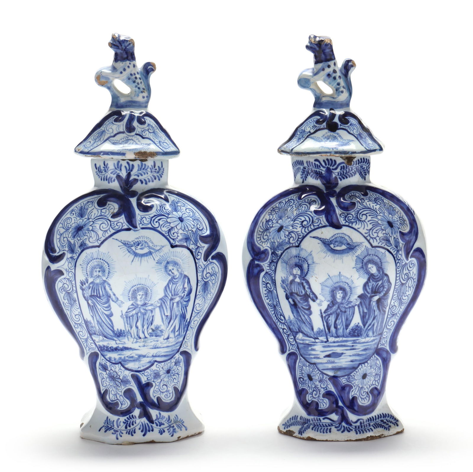 A PAIR OF DUTCH DELFT MANTEL