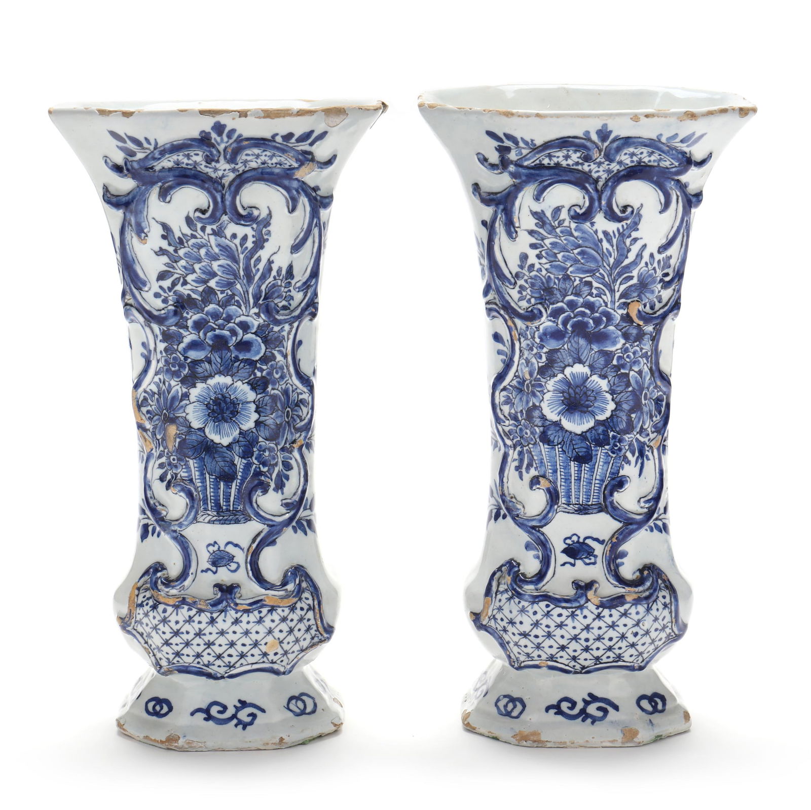 A PAIR OF DUTCH DELFT BEAKER VASESA