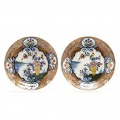 A PAIR OF DUTCH DELFT POLYCHRO