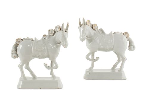 A PAIR OF DUTCH DELFT TIN GLAZE