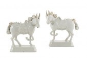 A PAIR OF DUTCH DELFT TIN GLAZ