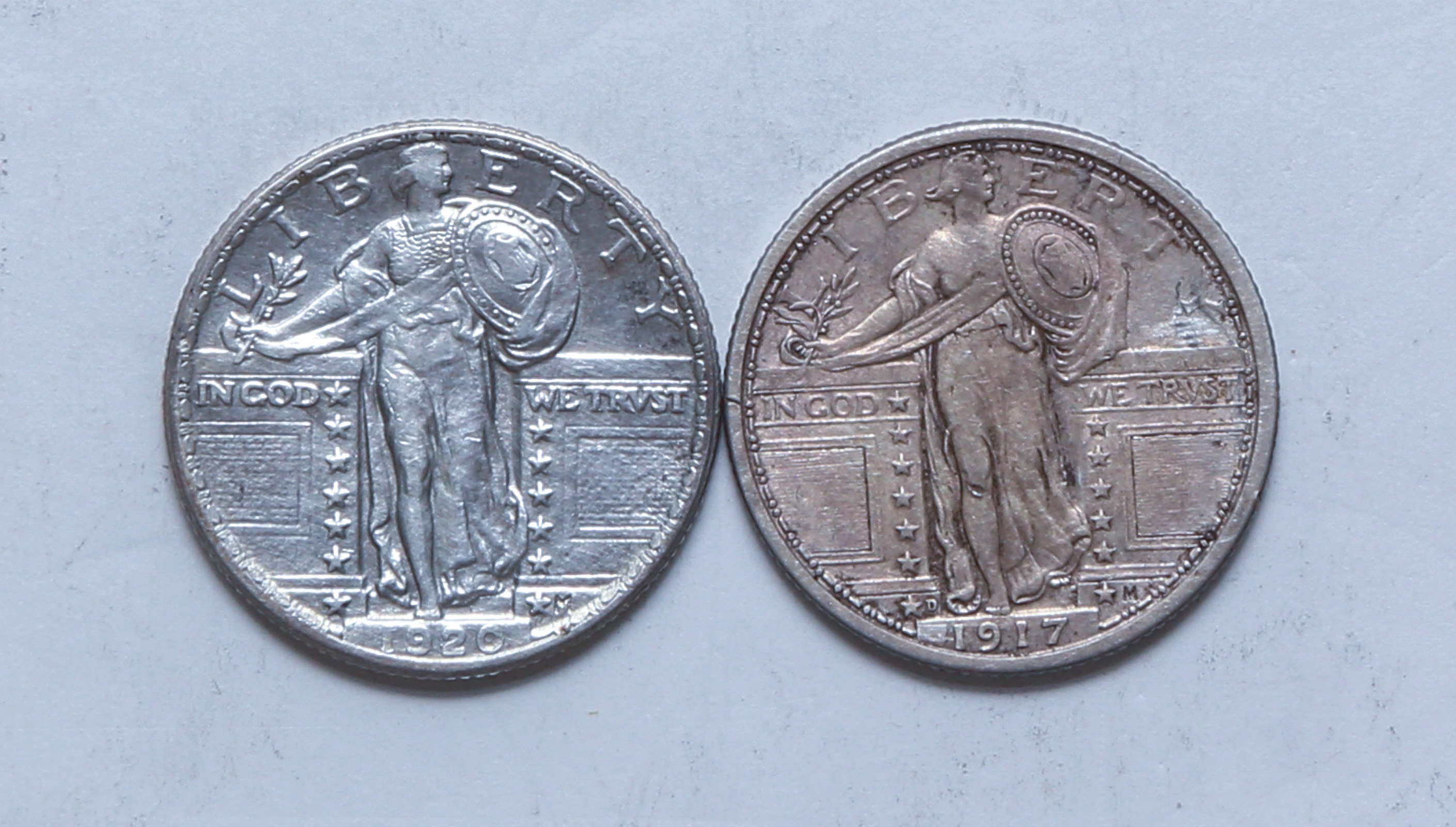 A PAIR OF EARLY AU STANDING LIBERTY