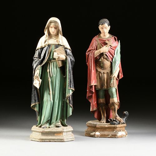 A PAIR OF ECCLESIASTICAL PAINTED