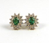 A PAIR OF EMERALD AND DIAMOND