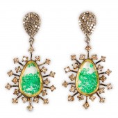 A PAIR OF EMERALD AND DIAMOND