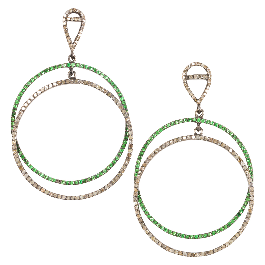 A PAIR OF EMERALD, DIAMOND AND