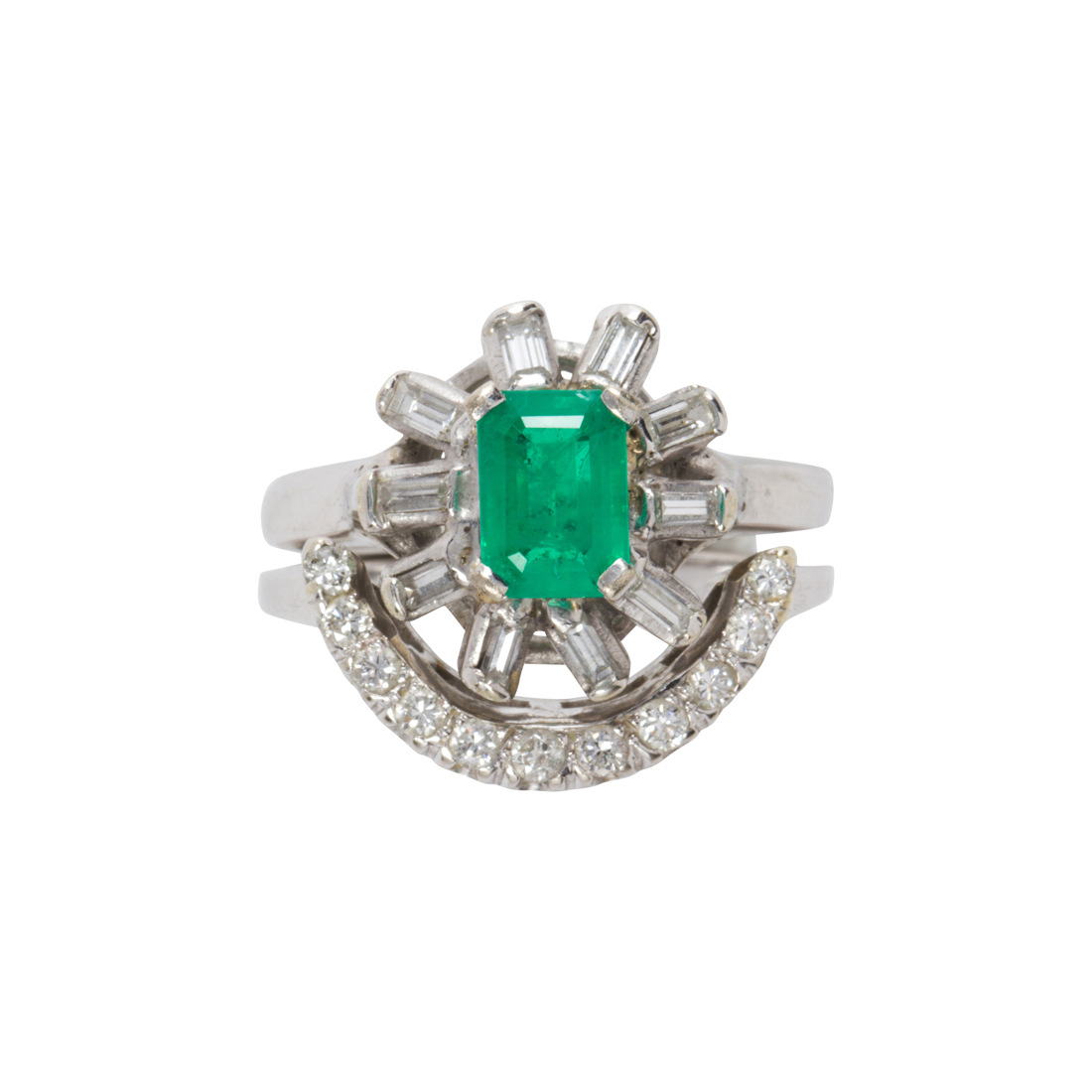 A PAIR OF EMERALD, DIAMOND AND