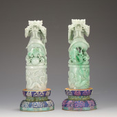 A PAIR OF EMERALD DRAGON - CAR