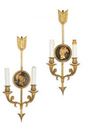 A PAIR OF EMPIRE BRONZE TWIN B