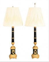 A PAIR OF EMPIRE GILT AND PATI