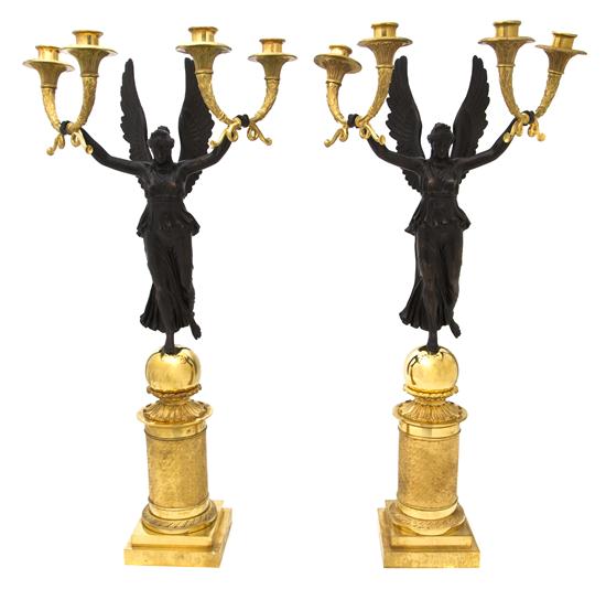A Pair of Empire Style Gilt and