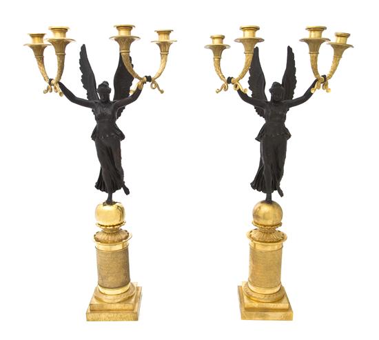 A Pair of Empire Style Gilt and