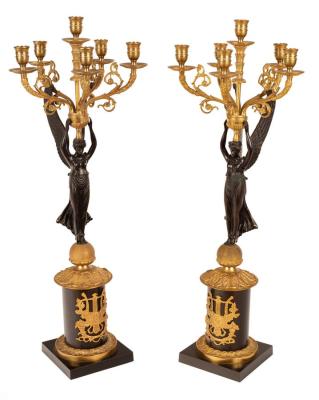 A pair of Empire style bronze and