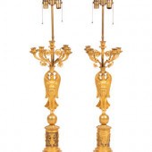 A Pair of Empire Style Gilt Br