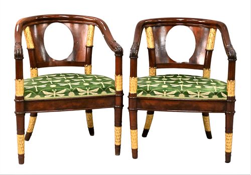 A PAIR OF EMPIRE STYLE MAHOGANY AND