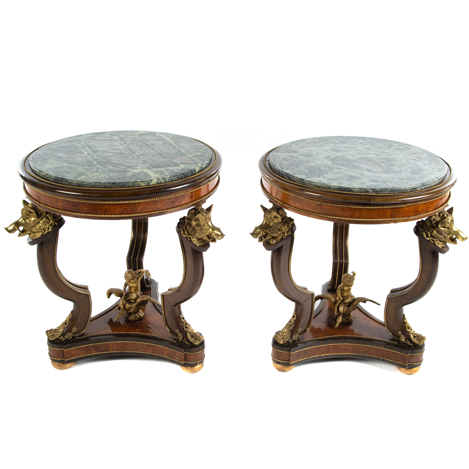 A PAIR OF EMPIRE STYLE MARBLE &