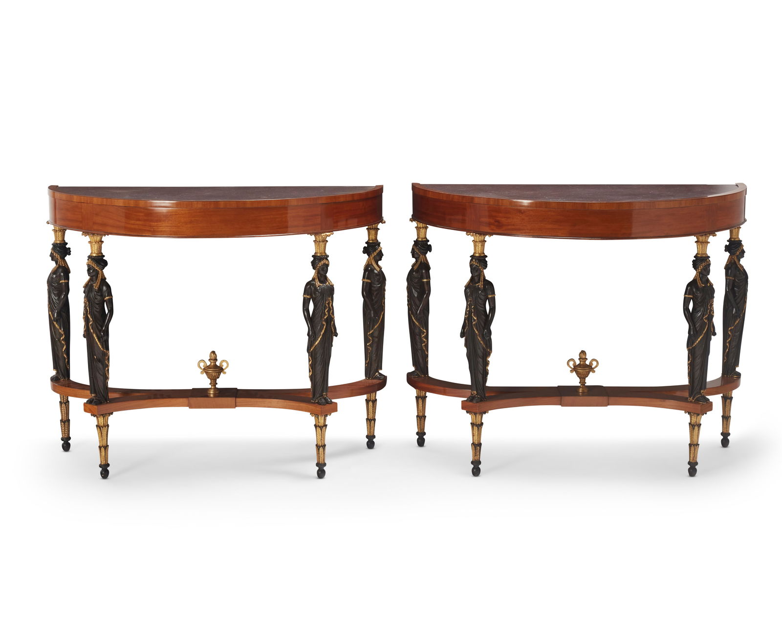 A PAIR OF EMPIRE-STYLE DEMILUNE