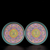 A PAIR OF ENAMEL 'INTERLOCKING