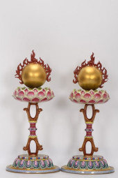 A PAIR OF ENAMEL RITUAL IMPLEM