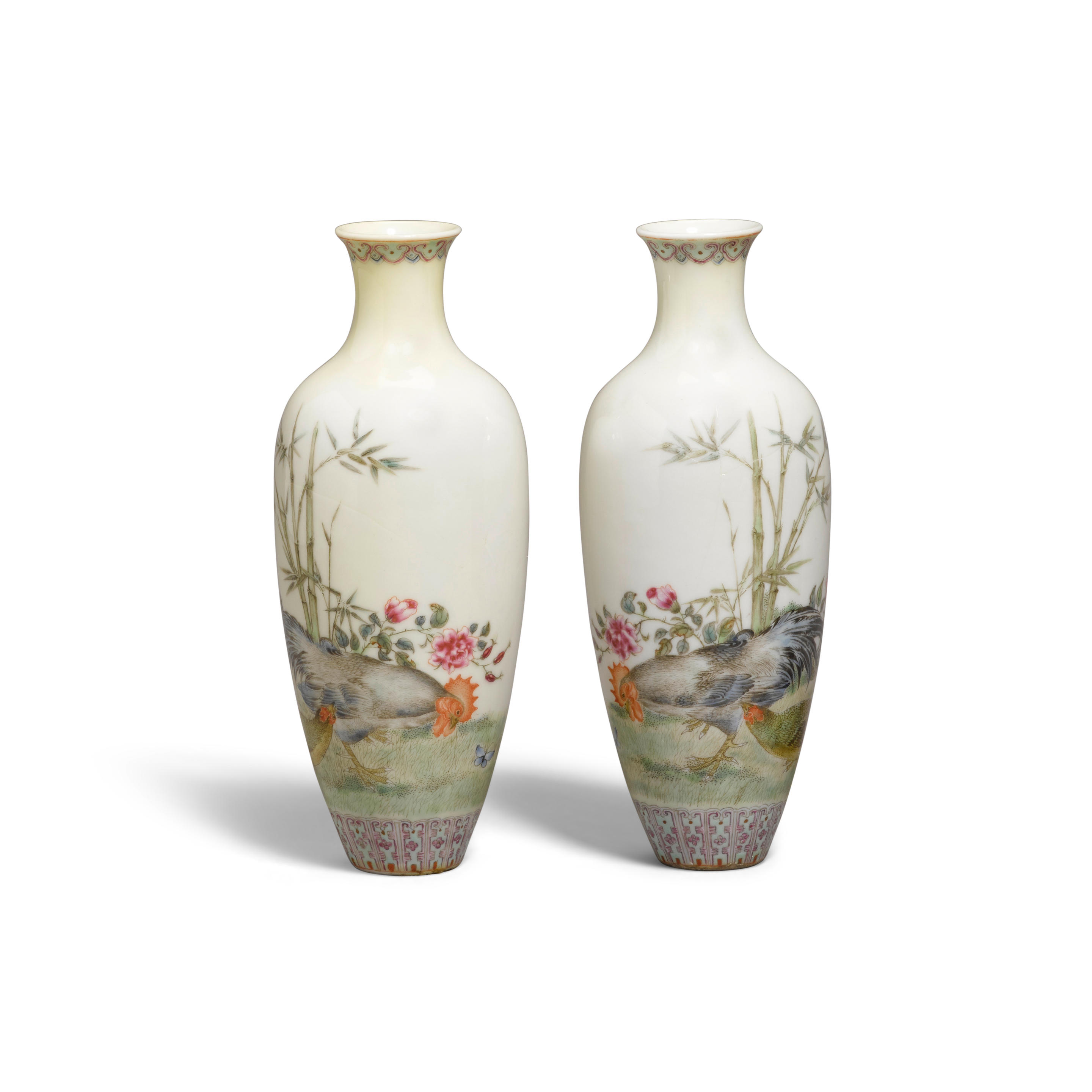 A PAIR OF ENAMELED EGGSHELL