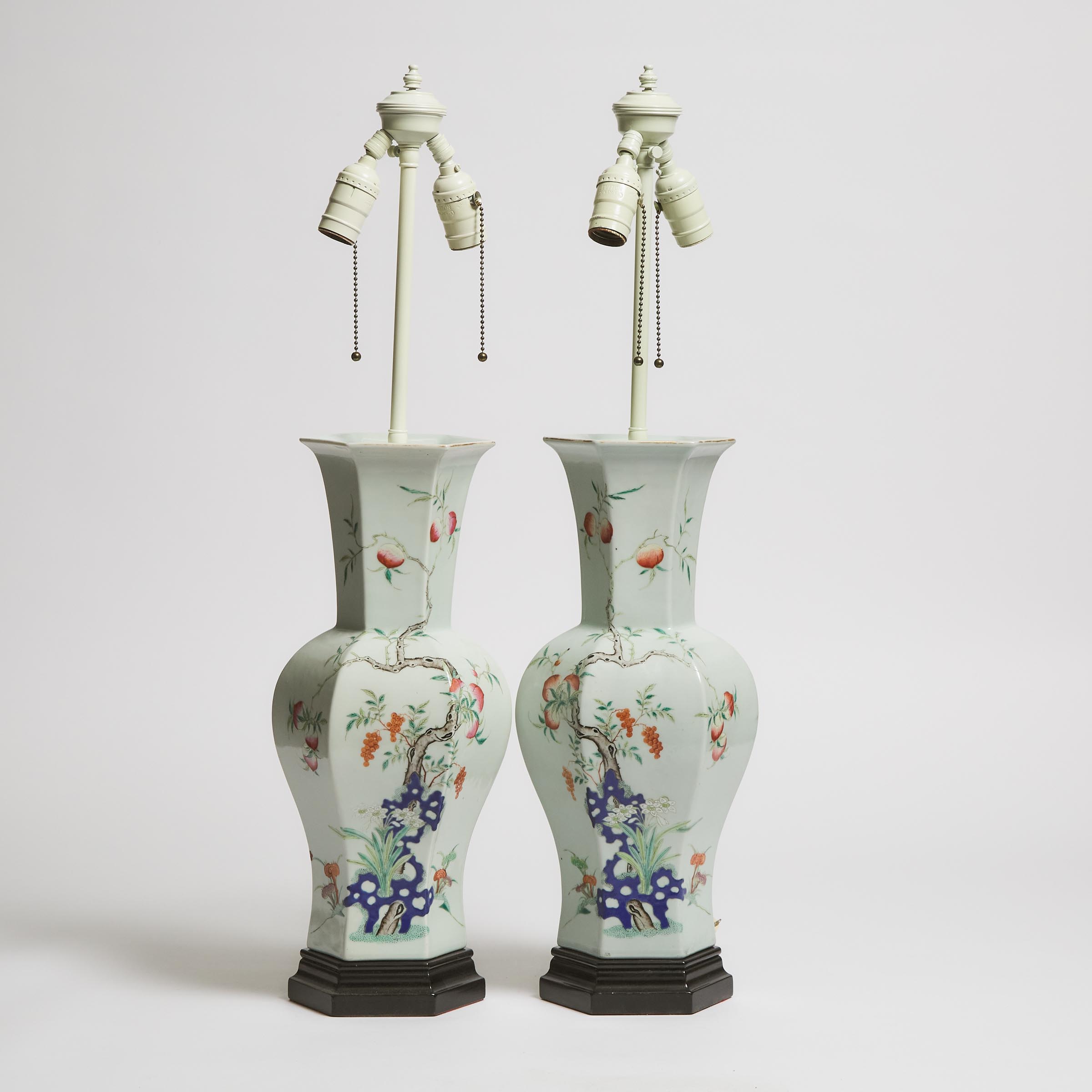 A Pair of Enameled Porcelain