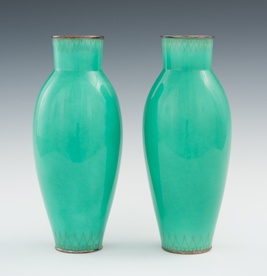 A Pair of Enameled Vases with