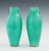 A Pair of Enameled Vases with