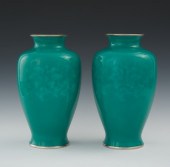A Pair of Enameled Vases with