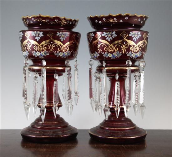 A pair of enamelled and gilded ruby