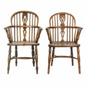 A PAIR OF ENGLISH BOW BACK ARM