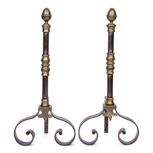 A Pair of English Brass and Steel