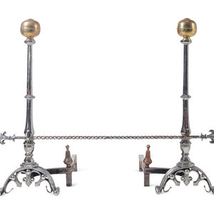 A Pair of English Brass and Steel