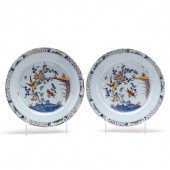 A PAIR OF ENGLISH DELFT POLYCH
