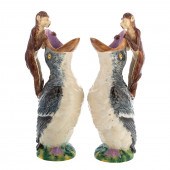 A PAIR OF ENGLISH MAJOLICA FIG