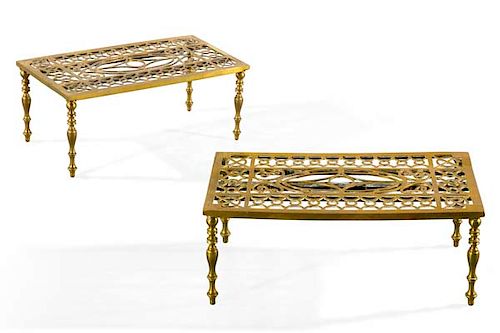 A PAIR OF ENGLISH PIERCED BRASS