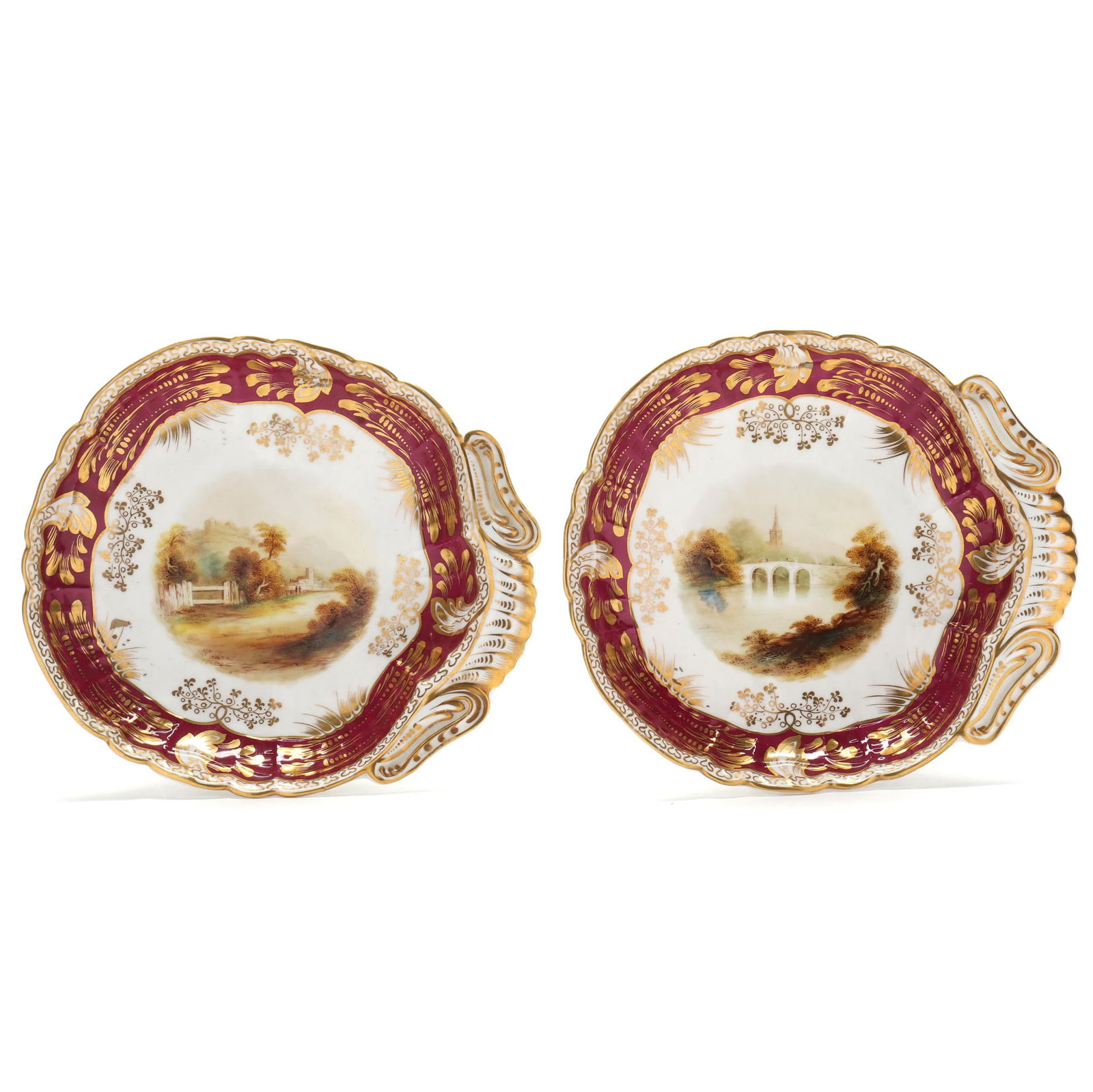 A PAIR OF ENGLISH SHELL DESSERT
