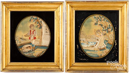 A PAIR OF ENGLISH SILK AND WOOL