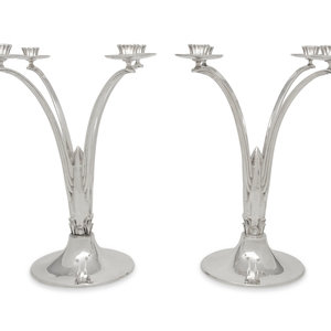A Pair of English Silver Four-Light