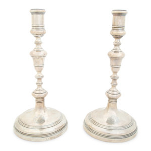 A Pair of English Weighted Silver